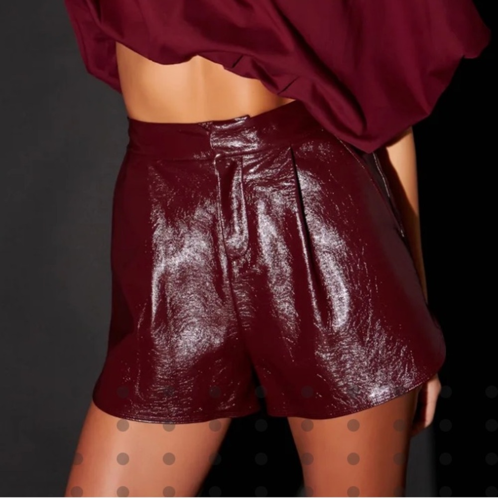 NWT burgundy leather shorts
